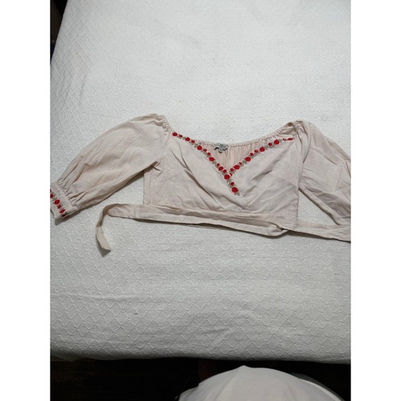 Herencia Collection Top Womens S Cream Embroidered Rosalinda Crop Square Neck XL - Picture 7 of 10